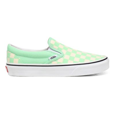 Vans Checkerboard Classic Slip-On - Kadın Slip-On Ayakkabı (Yeşil Gri)